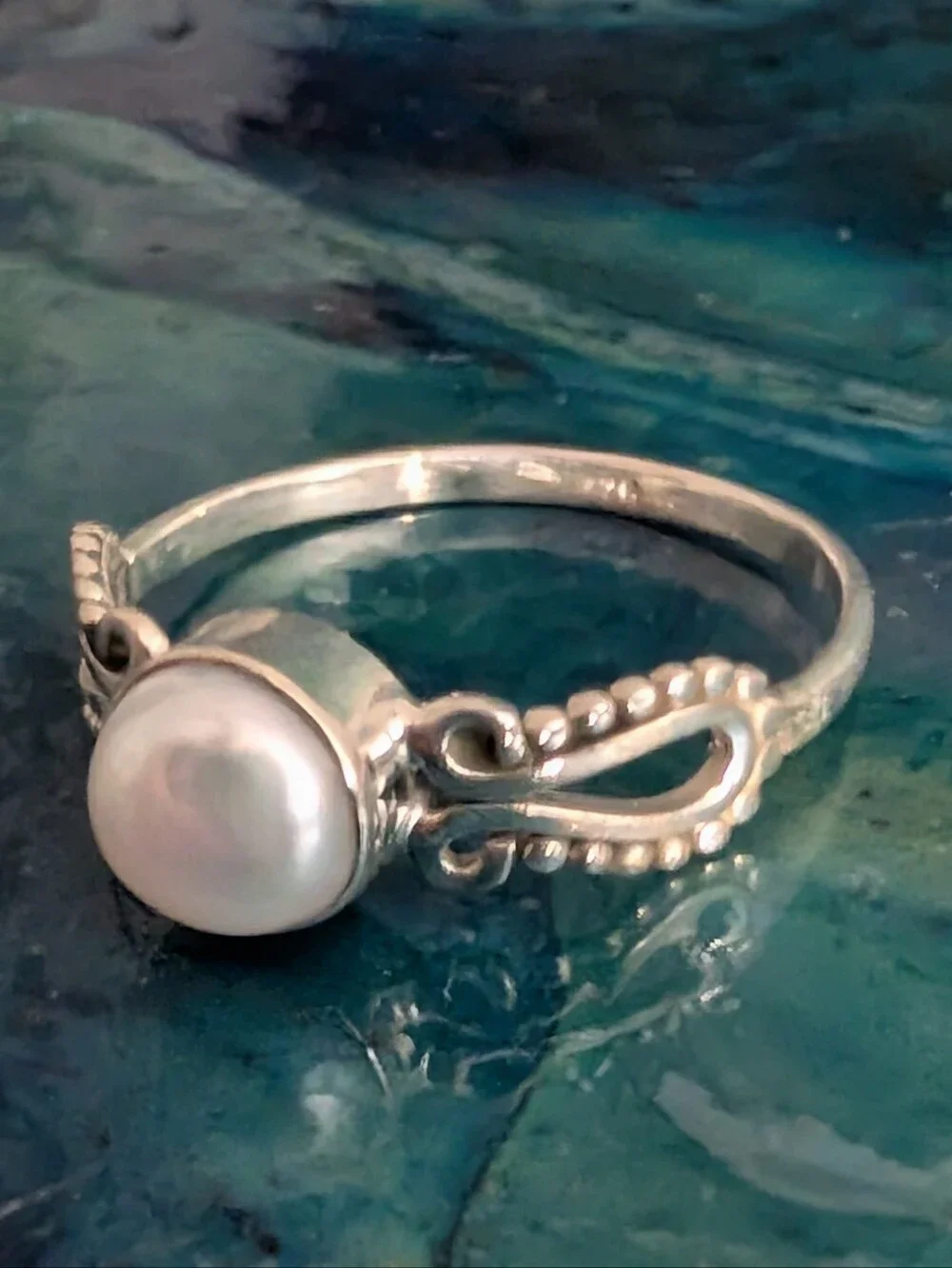 🆕 Sterling Silver Genuine Natural Pearl Ring Size 11.5